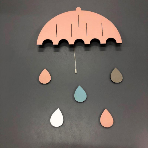 Umbrella Lighting Wood Wall,Pink