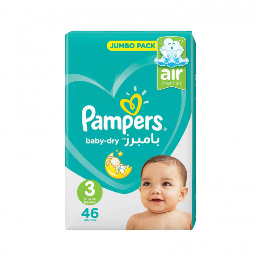Pampers Active Baby-Dry Maxi, Medium, Size 3, 6-10 kg, 46 Diapers, Douple Pack