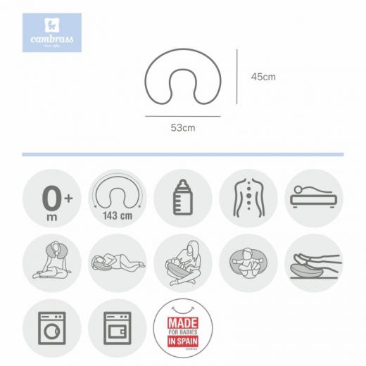 مخدة رضاعة صغيرة من كامبراس - رمادي وابيض
