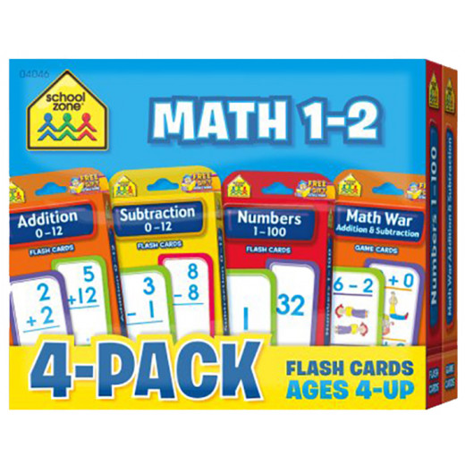 School Zone - Learning Cards : Math 1-2 Flash Card 4-Pack