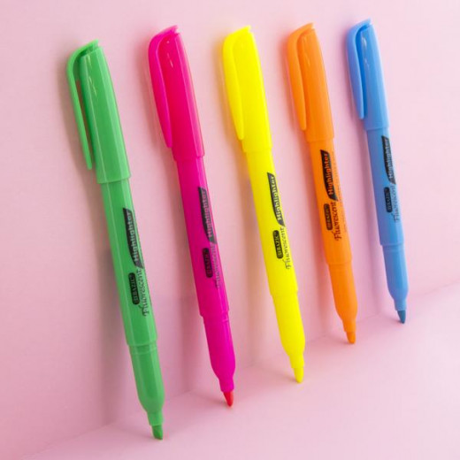 Bazic Pen Style Fluorescent Highlighter Pocket Clip (5/Pack)