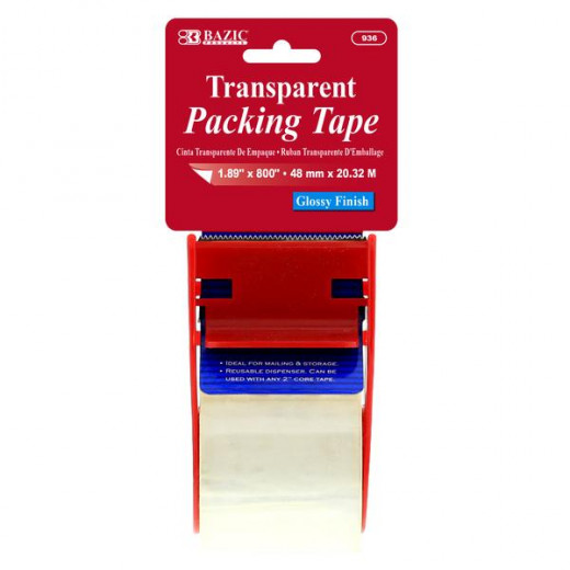 Bazic Clear Packing Tape With Dispenser