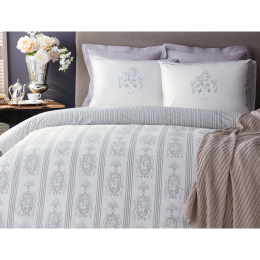 Madame COCO Single-Size Satin Duvet Cover Set , Gray