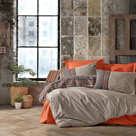 Nova home true rainforce duvet cover set king 4 pieces grey & orange