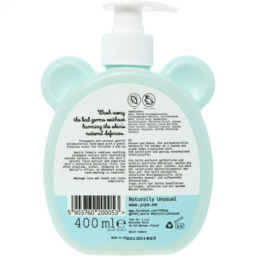 Yope Natural Antibacterial Hand Soap Pineapple And Coconut Flavour ,400 Ml