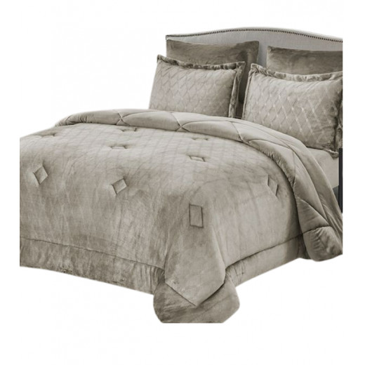 Nova home landers 3d embossed velvet flannel winter comforter set beige twin size