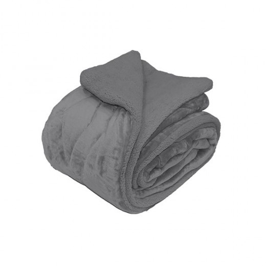 Nova home essentials velvet flannel to sherpa winter comforter grey king