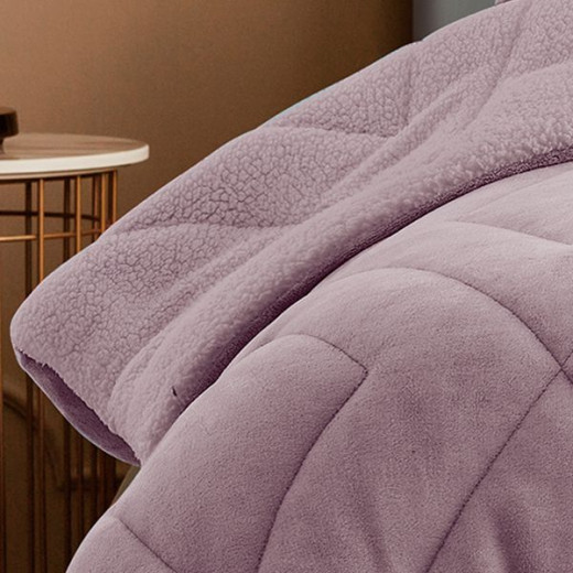 Nova home essentials velvet flannel to sherpa winter comforter purple king