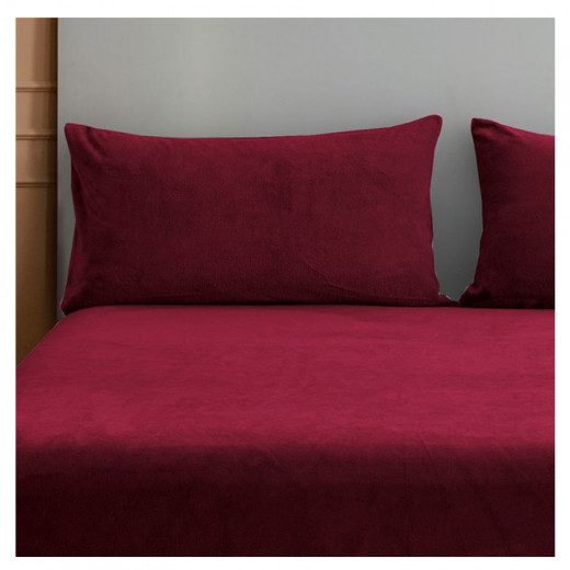 Nova home warmfit winter microfleece pillowcase set burgandy color 2 pieces