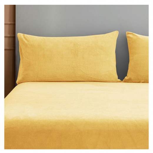 Nova home warmfit winter microfleece pillowcase set yellow color 2 pieces