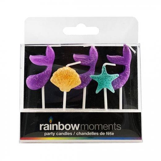 Rainbow Moments Mermaid Tails Paraffin Shape Candles, 5 Pieces