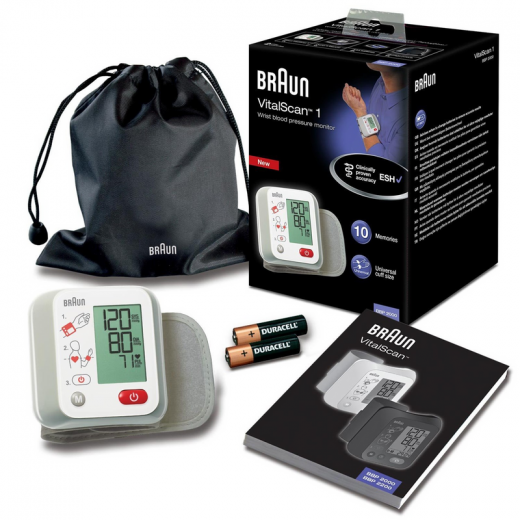 جهاز مراقبة ضغط الدم الأوتوماتيكي  مع دليل تحديد المواقع على الجهاز من براون