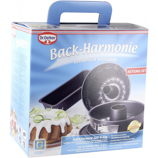 Dr.Oetker Back-Harmonie Set of 4 Tins, Black Enamel