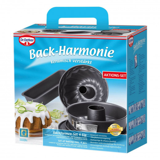 Dr.Oetker Back-Harmonie Set of 4 Tins, Black Enamel