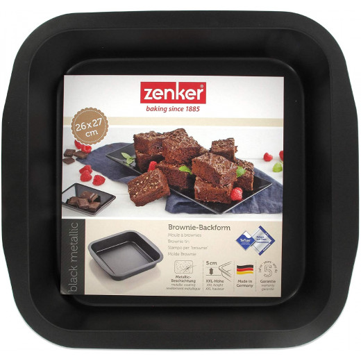 Zenker "Black Metallic" Brownie Baking Tin, Black, 27X26X5 Cm