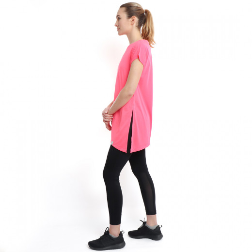 RB Women's Side High-Low T-Shirt, Medium Size, Pink Color