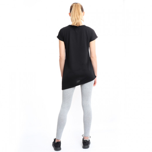 RB Women's Side High-Low T-Shirt, Small Size, Black Color