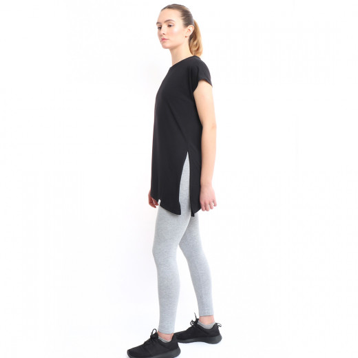 RB Women's Side High-Low T-Shirt, Medium Size, Black Color