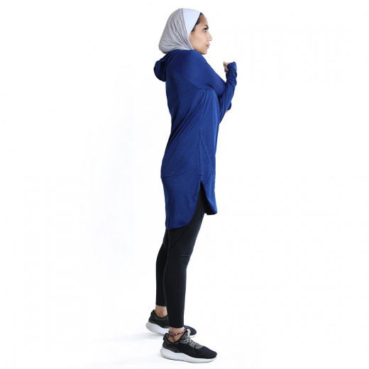 RB Women's Mid-length Running Hoodie, Medium Size, Royal Blue Color