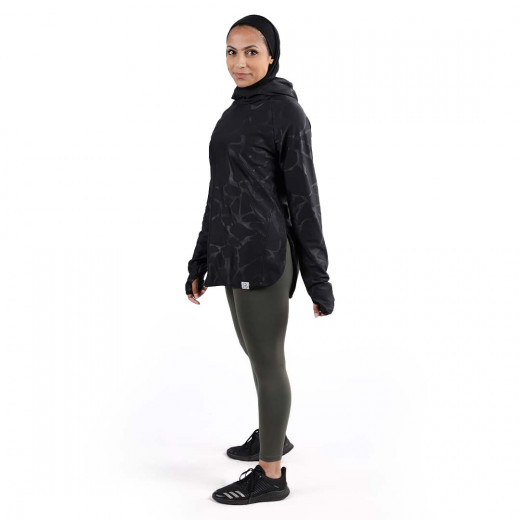 RB Women's Short Running Hoodie, Medium Size, Marble Black Color