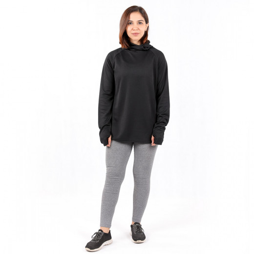 RB Women's Short Running Hoodie, Medium Size, Black Color