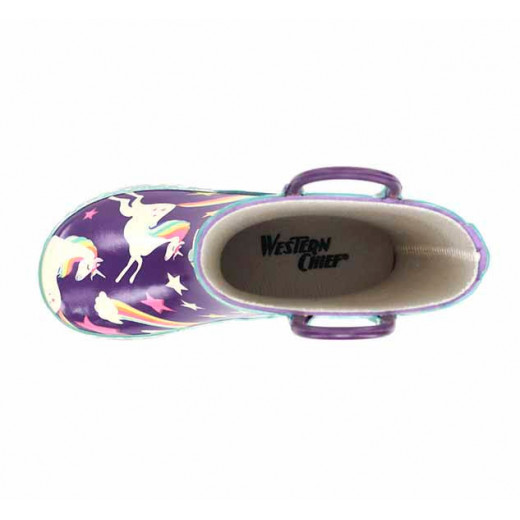 Western Chief Kids Unicorn Dreams Rain Boot, Purple Color, Size 28