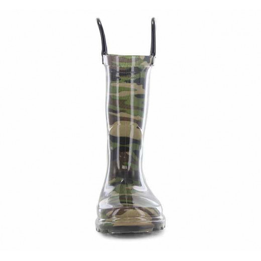 Western Chief Kids Camo Lighted Rain Boots, Green Color, Size 30