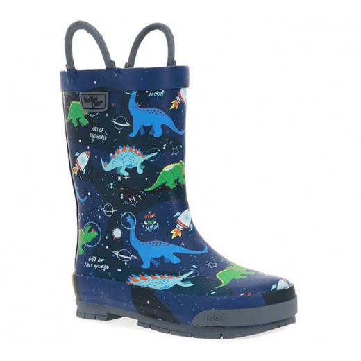 Western Chief Kids Space Dinosaurs Rain Boot, Navy Color, Size 36
