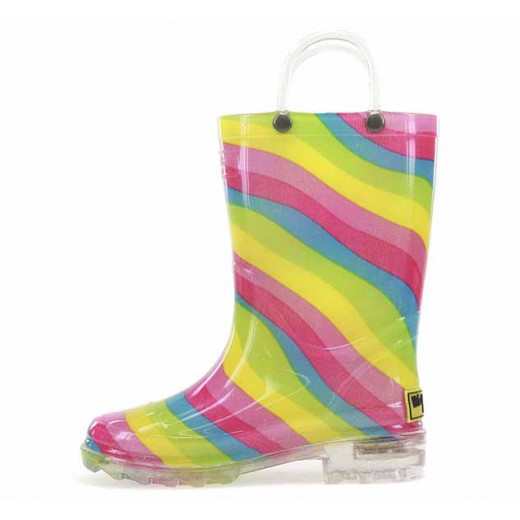 حذاء للمطر بألوان قوس قزح للأطفال، مقاس 20 من ويسترن شيف