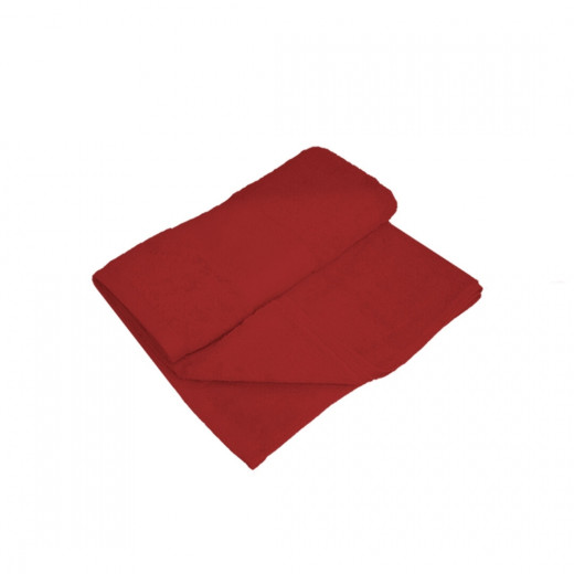 منشفة حمام قطنية, باللون الأحمر الغامق,70*140 سم