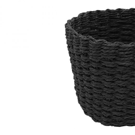 Weva rattique faux rattan storage basket set,3 pcs, black