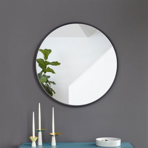 مرآة حائط دائرية مزخرفة، باللون الأسود 60.9 سم من أومبرا
