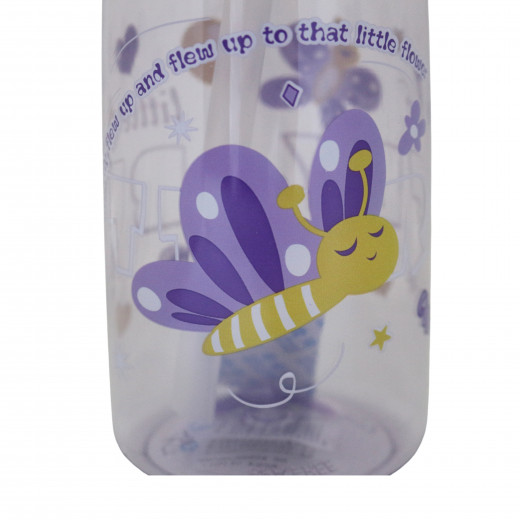 Sports Water Bottle With Straw Lid and Handle, Butterfly Design, 400 Ml