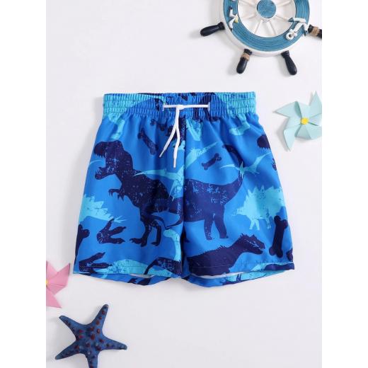 Swim Short, Dinosaur Design, Blue Color