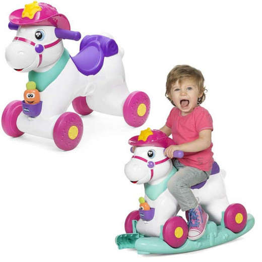 Chicco 3 In 1 Baby Miss Rodeo Ride On Kids Car, Pink Color