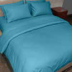 Fieldcrest plain duvet cover, cotton, turquoise color, queen size