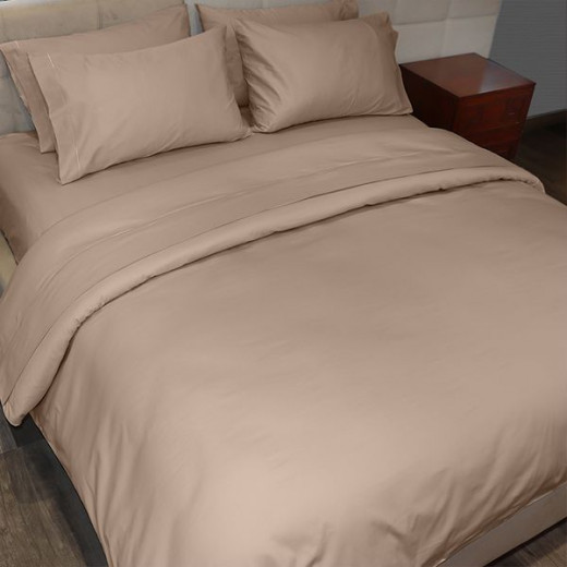 Fieldcrest plain duvet cover, cotton, linen color, twin size