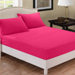 Fieldcrest plain fitted sheet set, cotton, fuchsia color, king size, 3 pieces