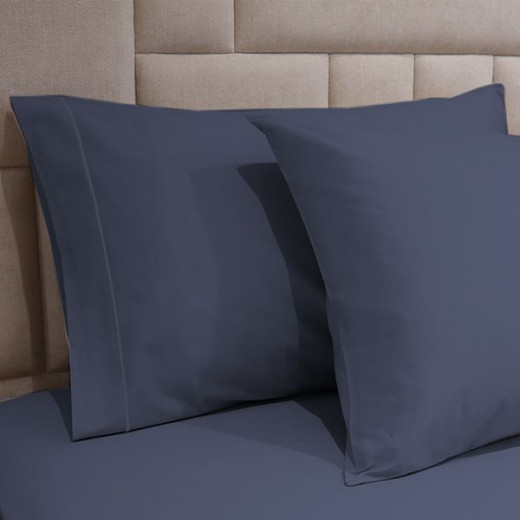Fieldcrest plain fitted sheet set, cotton, navy blue color, king size, 3 pieces