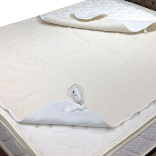 Trust sherpa electric blanket oversheet with controller, queen, white (with warranty)