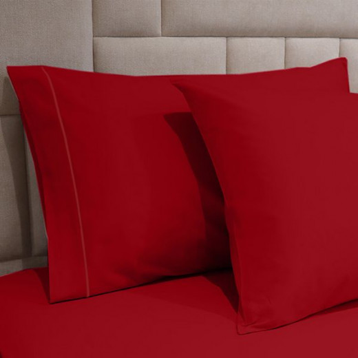 Fieldcrest plain fitted sheet set, cotton, red color, king size, 3 pieces