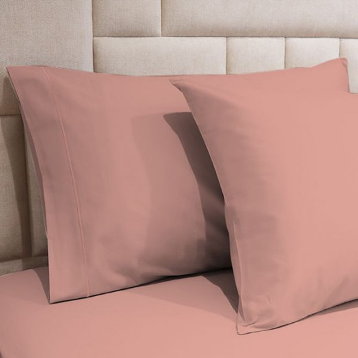 Fieldcrest plain fitted sheet set, cotton, old rose color, queen size, 3 pieces