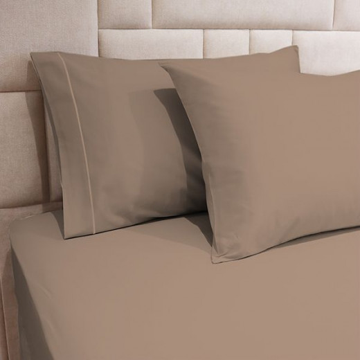 Fieldcrest plain fitted sheet set, linen color, twin size