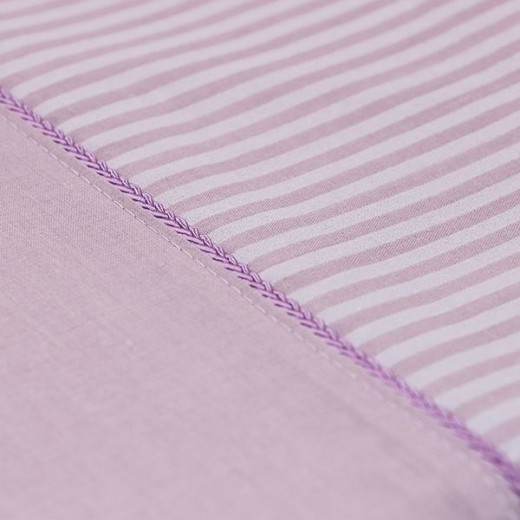 Cannon dots and stripes fitted sheet set, poly cotton, lilac color, queen size, 3 pieces