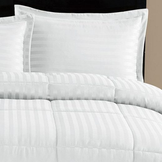 Nova home ultrastripe hotel style comforter set, white color, king size, 6 pieces