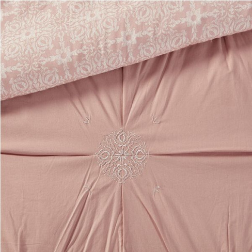 Nova home malia embroidered comforter set, pink color, king size, 7 pieces