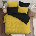 Nova home plain comforter set, black and yellow color, twin size, 4 pieces