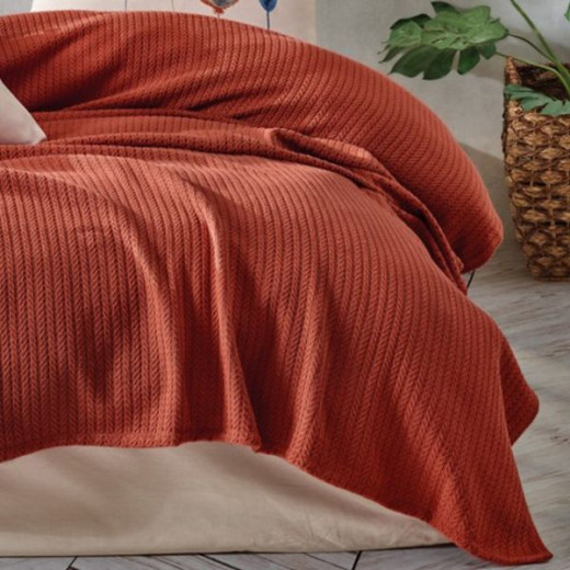 Nova Home Plumy Pique Bedspread Set, Orange Color, King Size, 4 Pieces