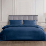 Nova Home UltraStripe Hotel Style Duvet Cover Set, Twin Size, Navy Color