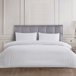 Nova Home UltraStripe Hotel Style Duvet Cover Set, Twin Size, White Color